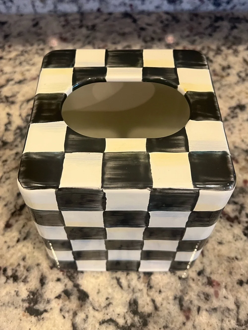 Mackenzie-Childs Courtly Check Boutique Tissue Box Cover. Like New!